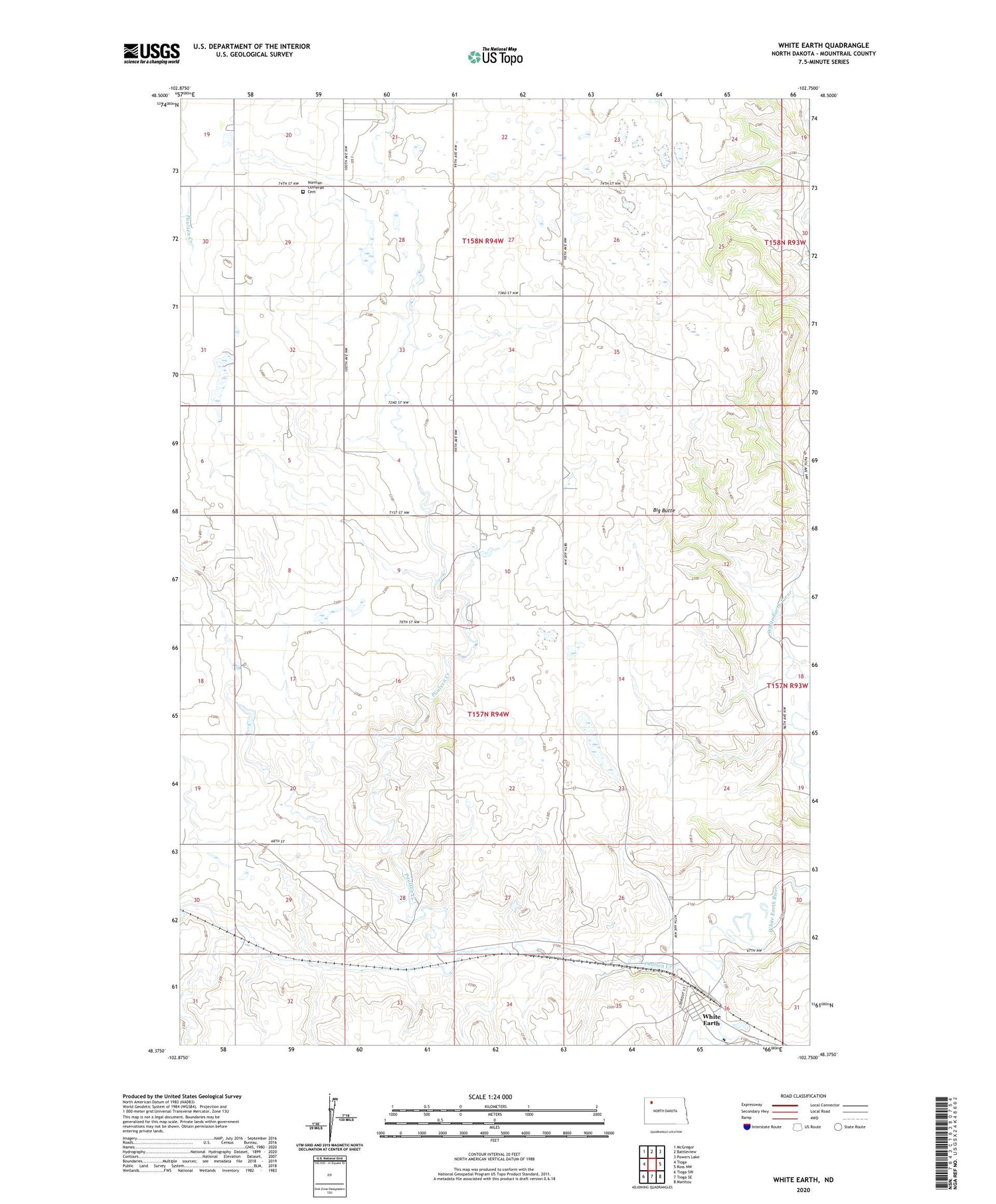 White Earth North Dakota US Topo Map Image