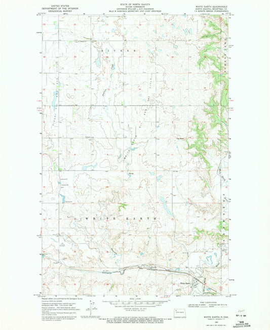 Classic USGS White Earth North Dakota 7.5'x7.5' Topo Map Image