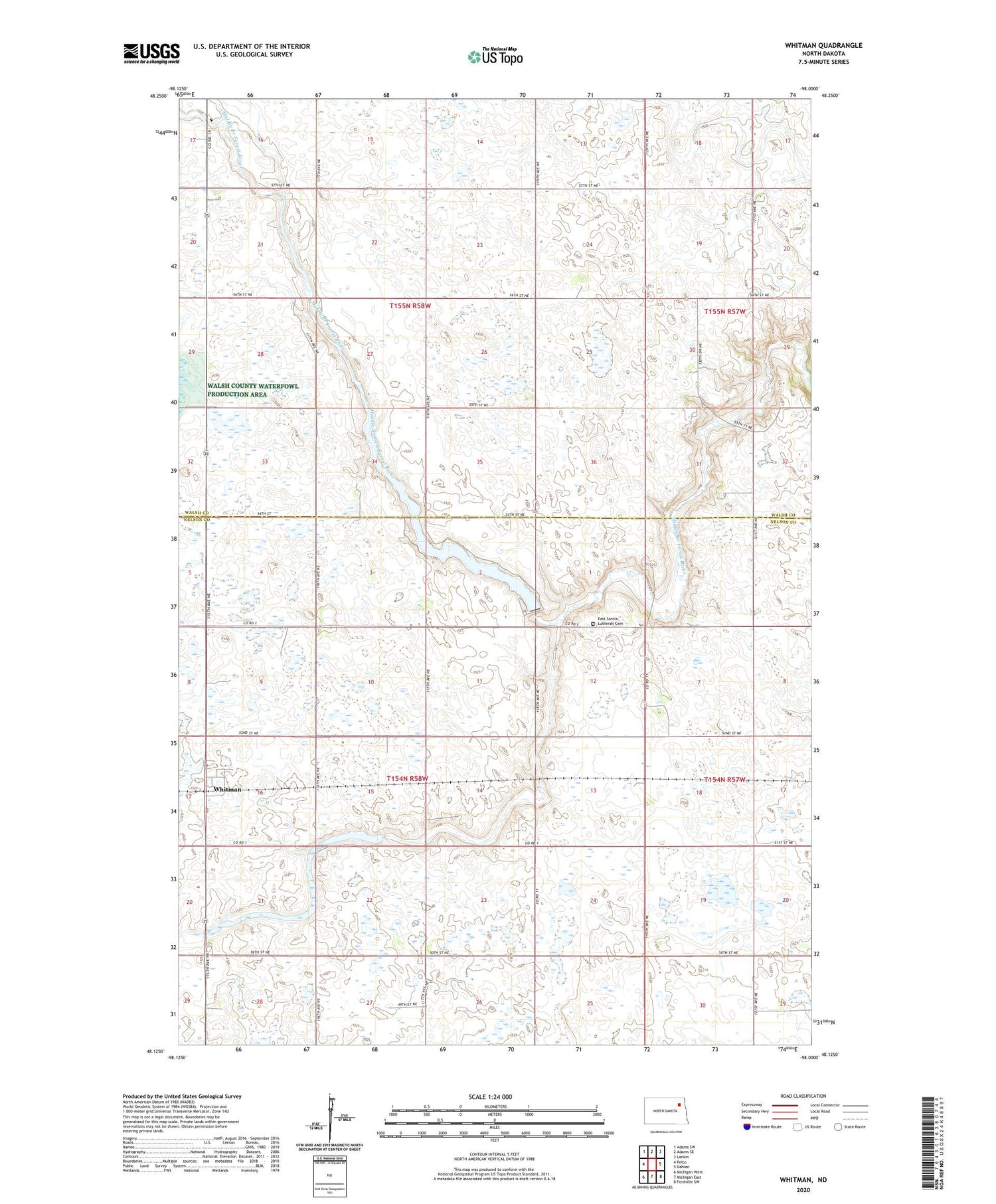Whitman North Dakota US Topo Map Image
