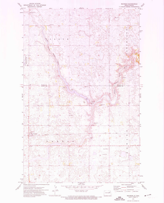 Classic USGS Whitman North Dakota 7.5'x7.5' Topo Map Image