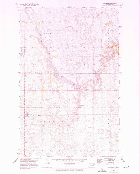 Classic USGS Whitman North Dakota 7.5'x7.5' Topo Map Image
