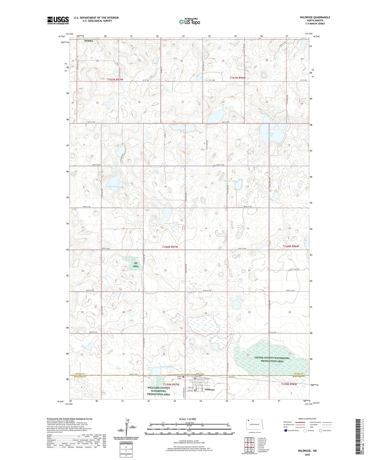 Wildrose North Dakota US Topo Map Image