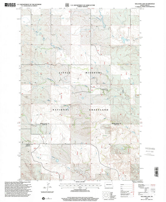Classic USGS Williams Lake North Dakota 7.5'x7.5' Topo Map Image