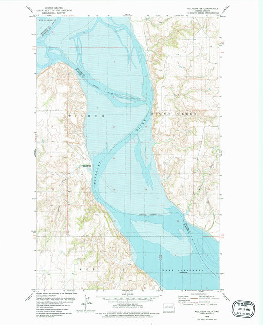 Classic USGS Williston SE North Dakota 7.5'x7.5' Topo Map Image