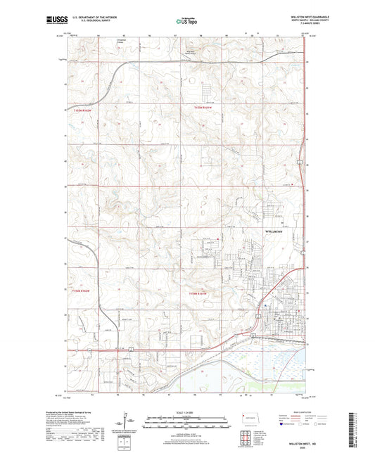 Williston West North Dakota US Topo Map Image