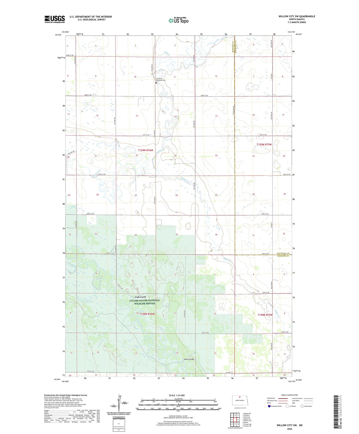 Willow City SW North Dakota US Topo Map Image