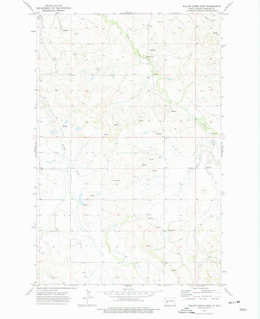 Classic USGS Willow Creek East North Dakota 7.5'x7.5' Topo Map Image