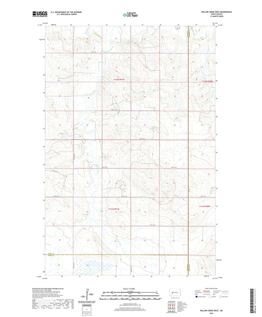 Willow Creek West North Dakota US Topo Map Image