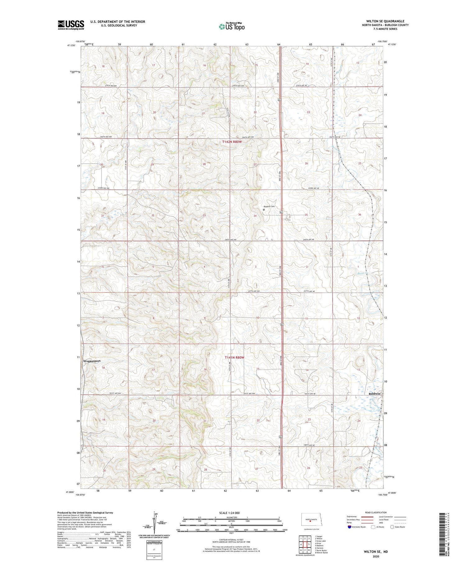 Wilton SE North Dakota US Topo Map Image