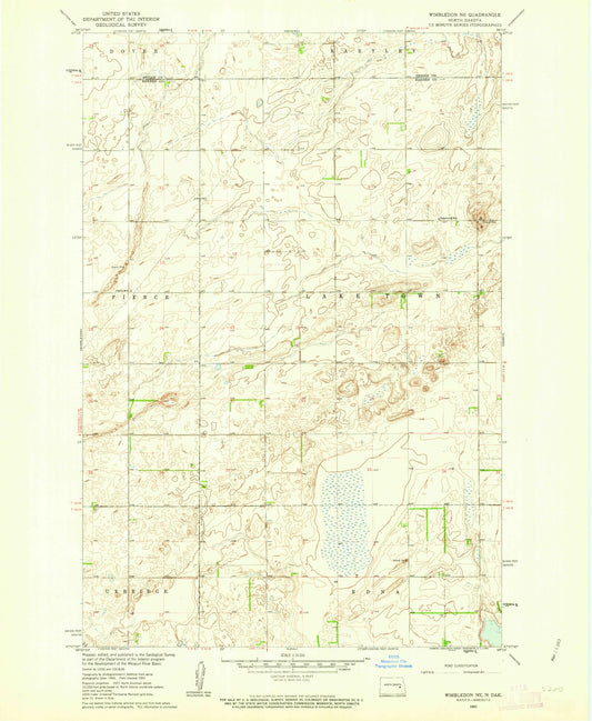 Classic USGS Wimbledon NE North Dakota 7.5'x7.5' Topo Map Image