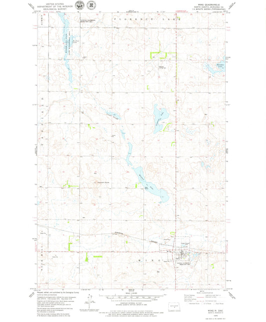 Classic USGS Wing North Dakota 7.5'x7.5' Topo Map Image