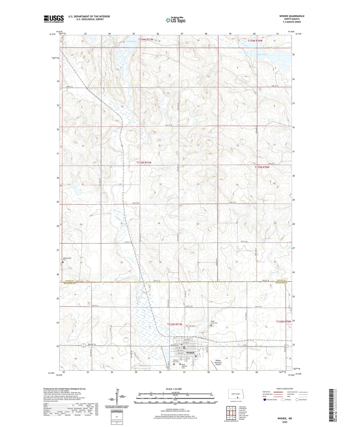 Wishek North Dakota US Topo Map Image