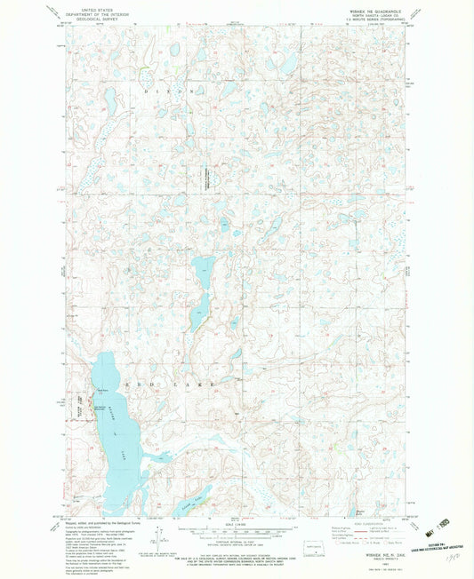 Classic USGS Wishek NE North Dakota 7.5'x7.5' Topo Map Image