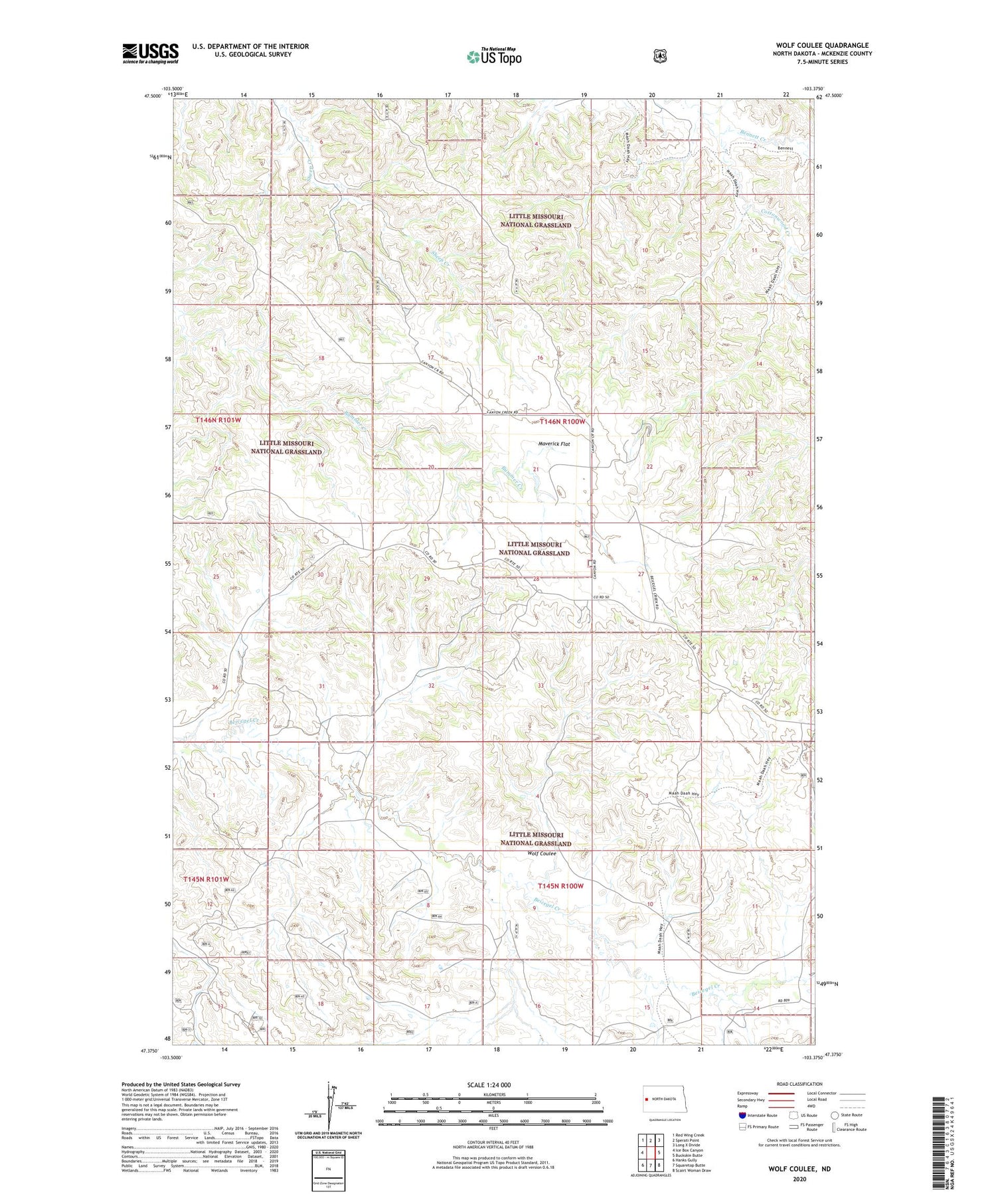 Wolf Coulee North Dakota US Topo Map Image