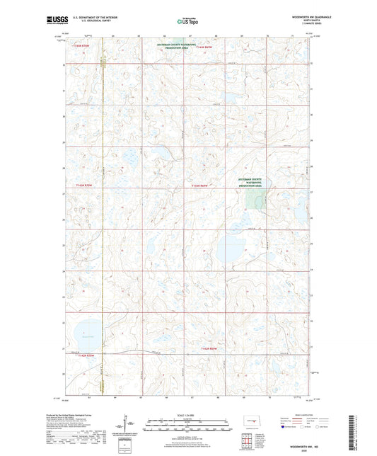 Woodworth NW North Dakota US Topo Map Image