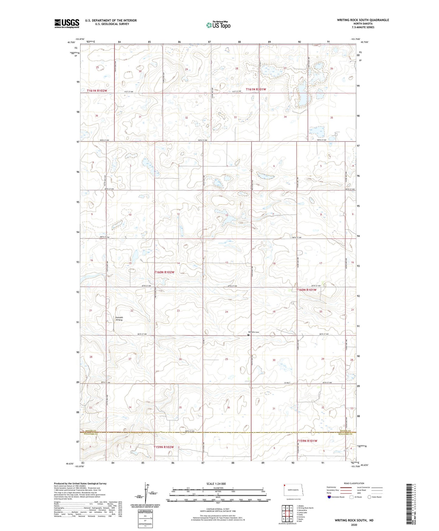 Writing Rock South North Dakota US Topo Map Image