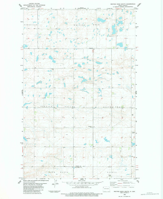 Classic USGS Writing Rock South North Dakota 7.5'x7.5' Topo Map Image