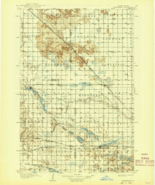 Historic 1907 Wyndmere North Dakota 30'x30' Topo Map Image