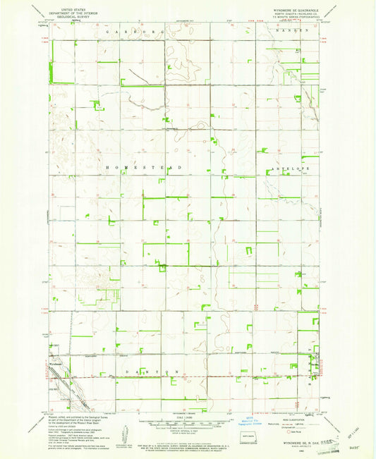Classic USGS Wyndmere SE North Dakota 7.5'x7.5' Topo Map Image