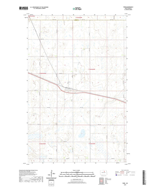 York North Dakota US Topo Map Image