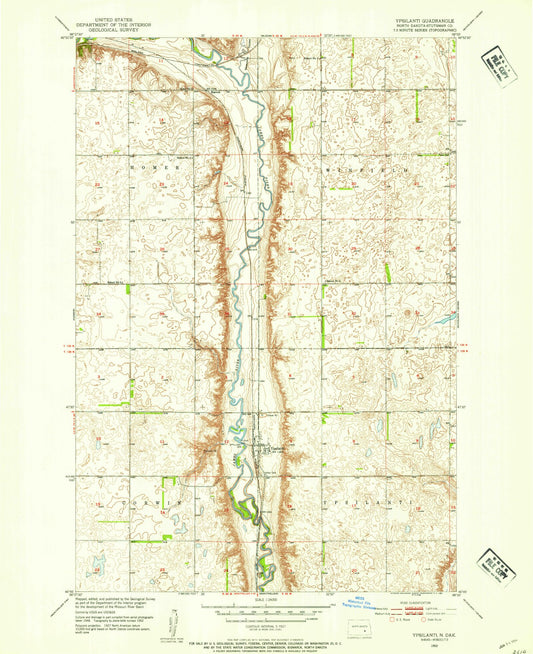 Classic USGS Ypsilanti North Dakota 7.5'x7.5' Topo Map Image