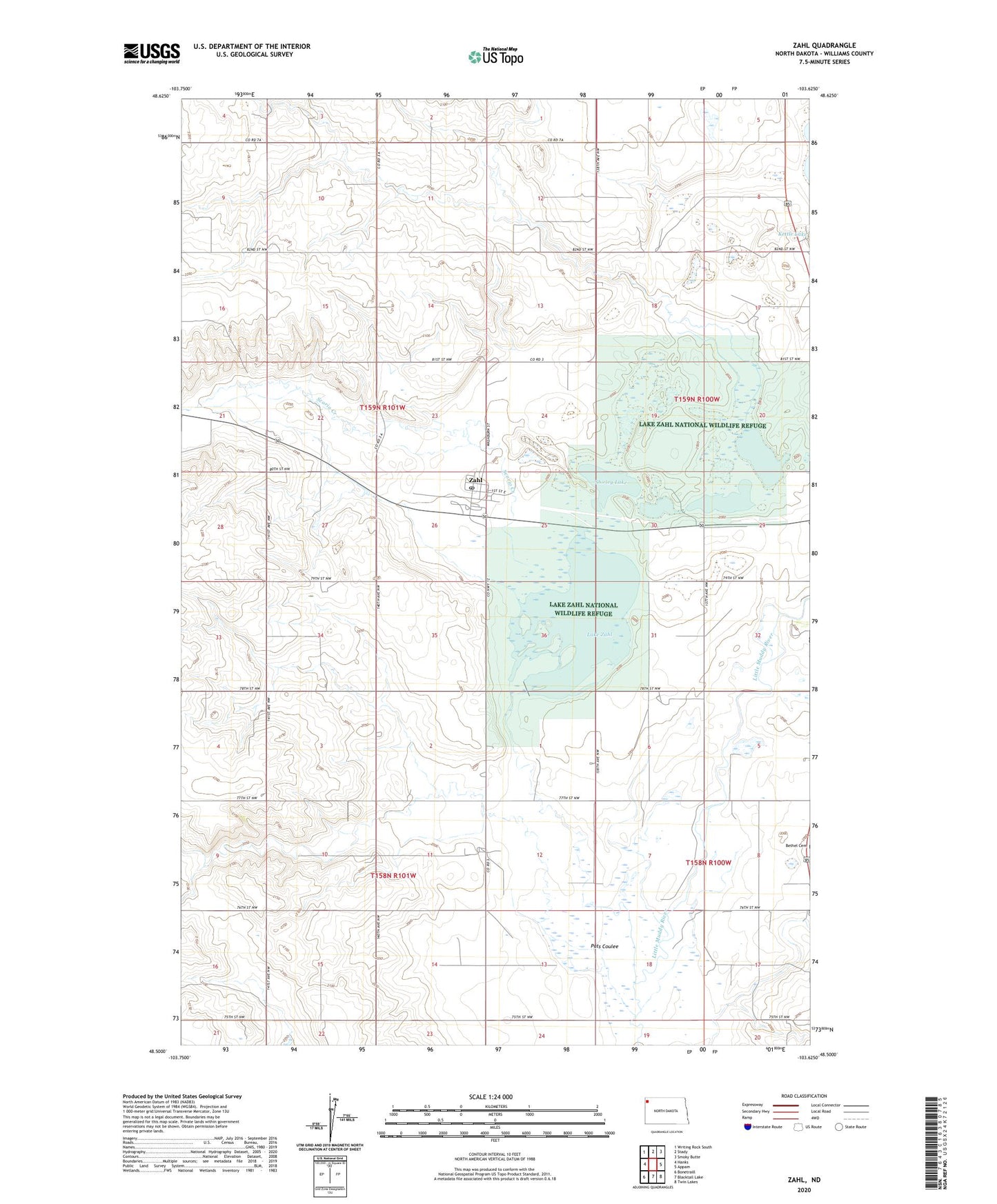 Zahl North Dakota US Topo Map Image