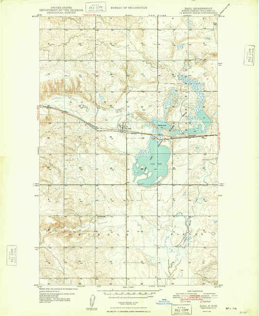Classic USGS Zahl North Dakota 7.5'x7.5' Topo Map Image