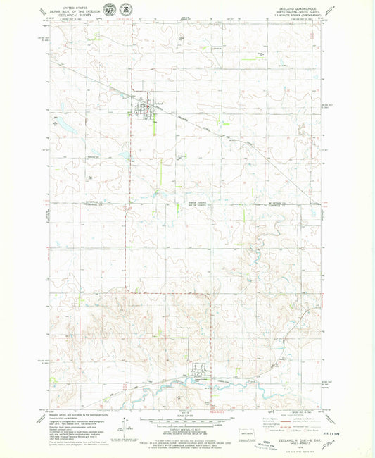 Classic USGS Zeeland North Dakota 7.5'x7.5' Topo Map Image