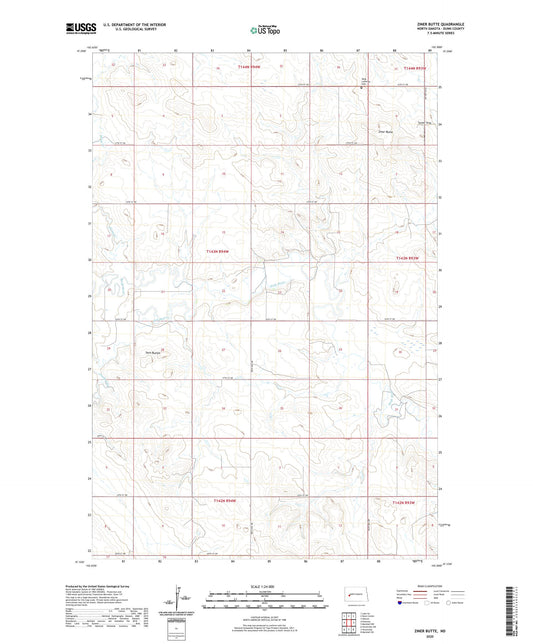 Ziner Butte North Dakota US Topo Map Image