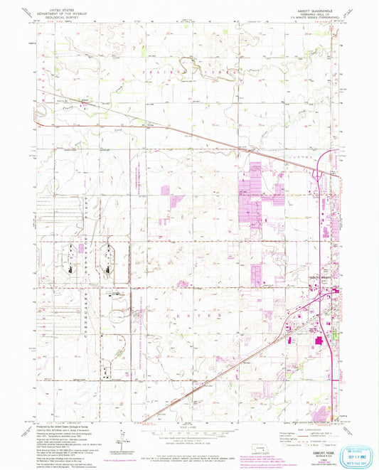 Classic USGS Abbott Nebraska 7.5'x7.5' Topo Map Image
