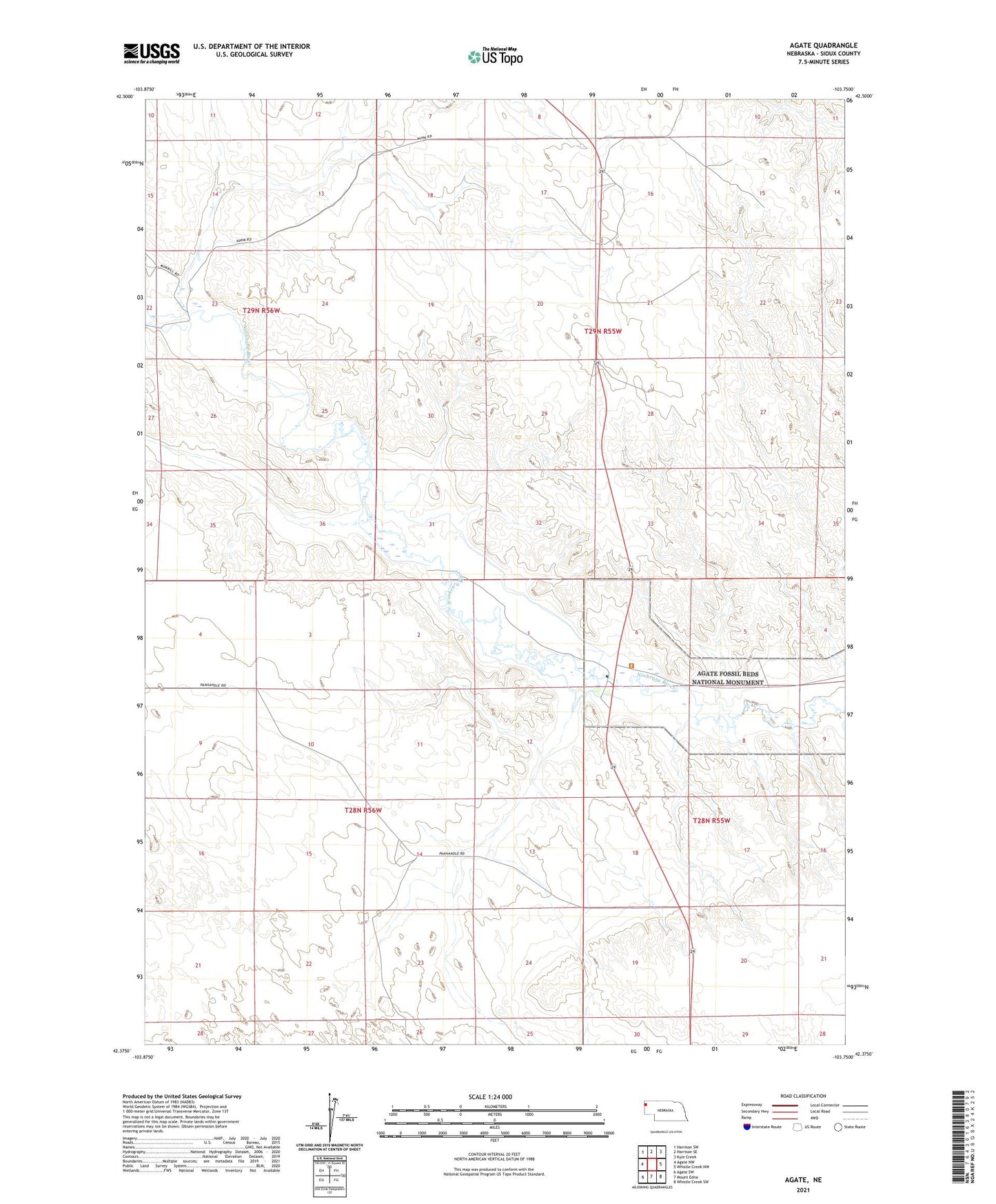 Agate Nebraska US Topo Map Image