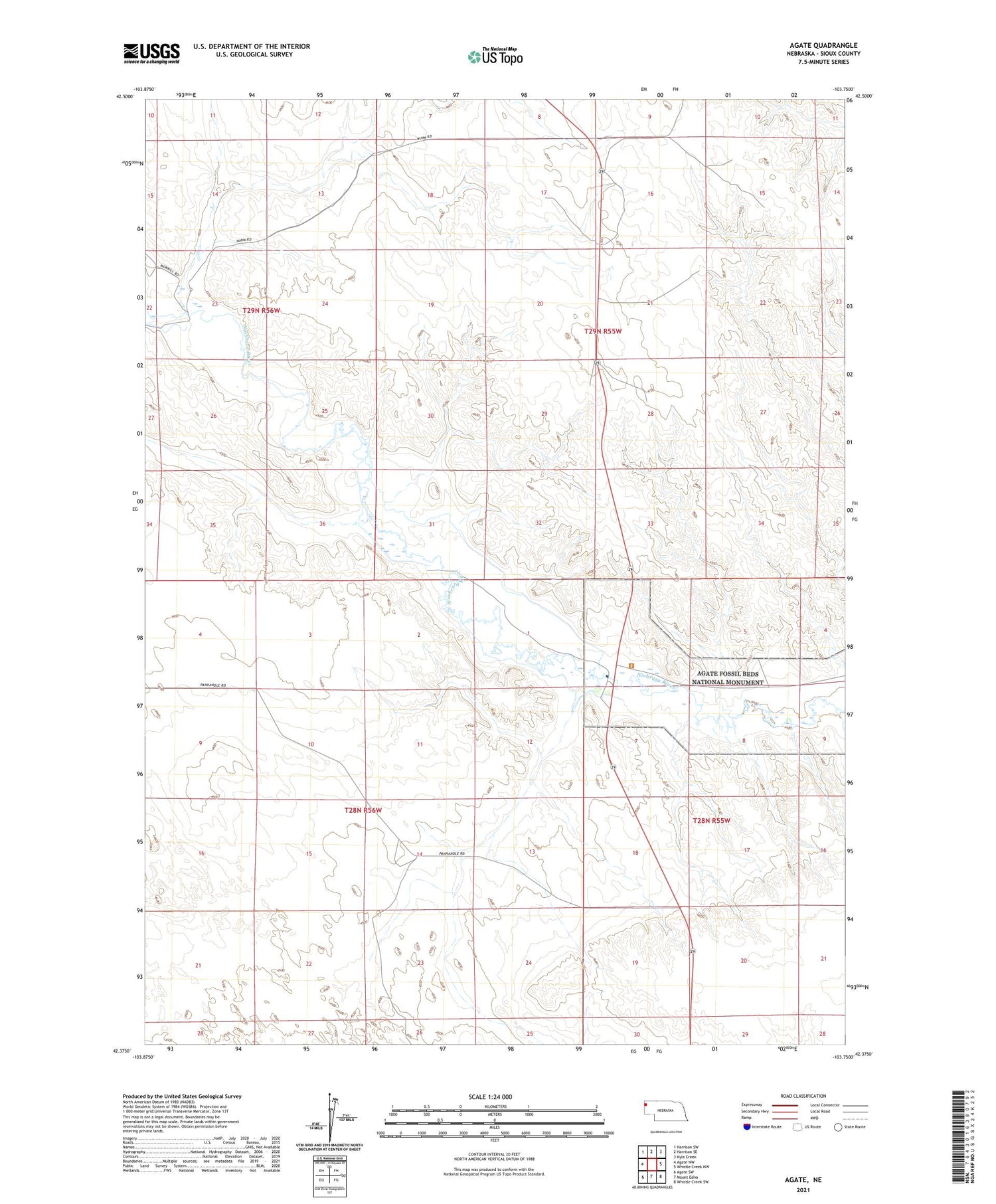 Agate Nebraska US Topo Map Image