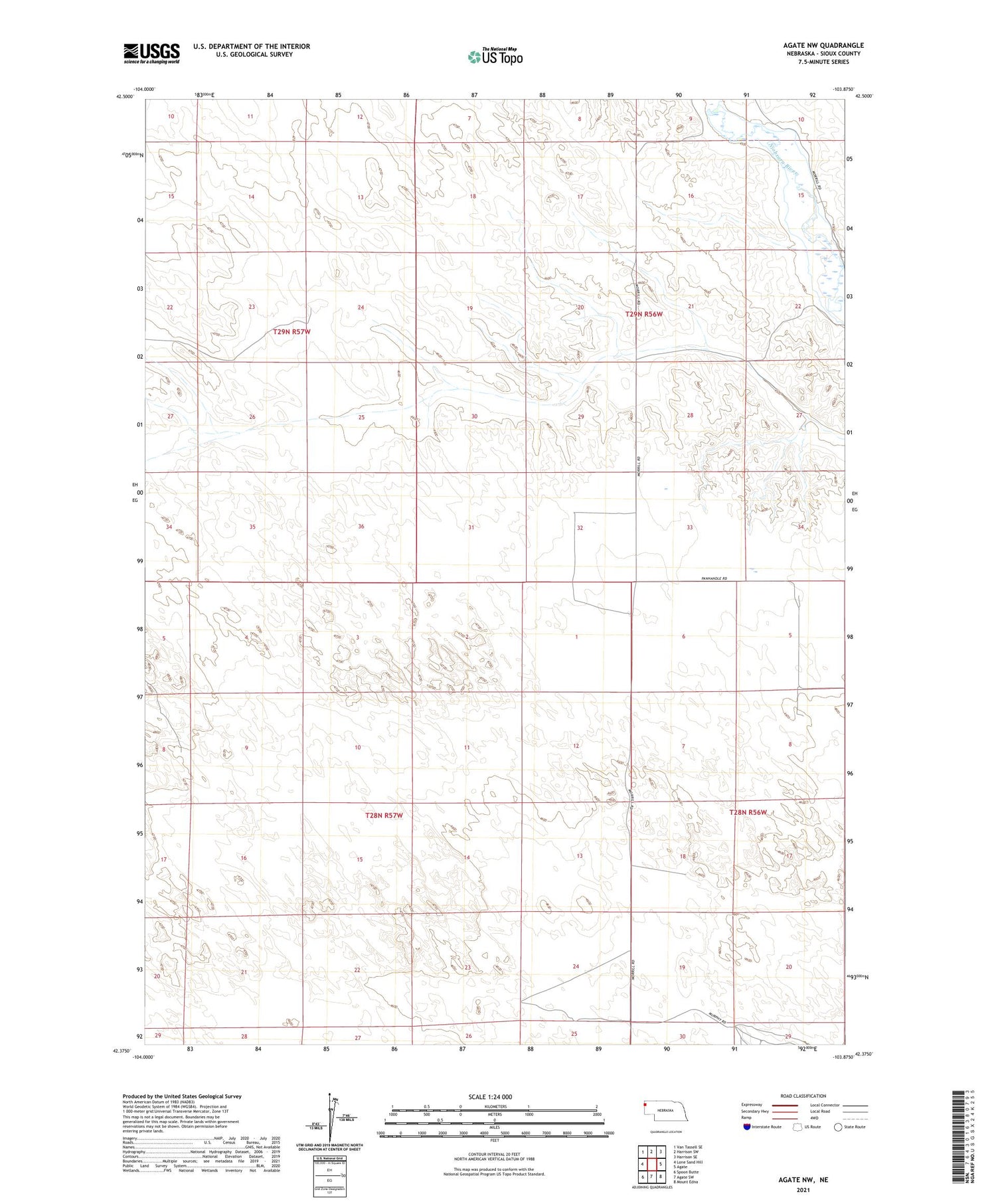 Agate NW Nebraska US Topo Map Image