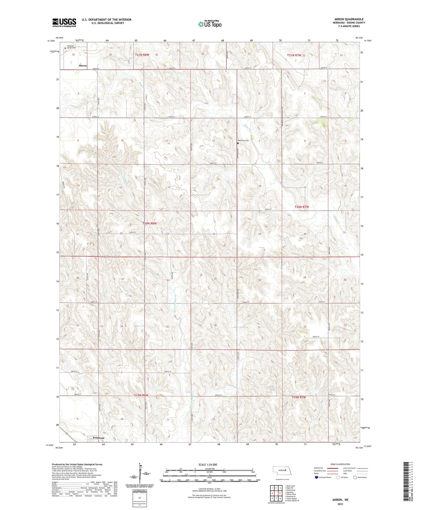 Akron Nebraska US Topo Map Image