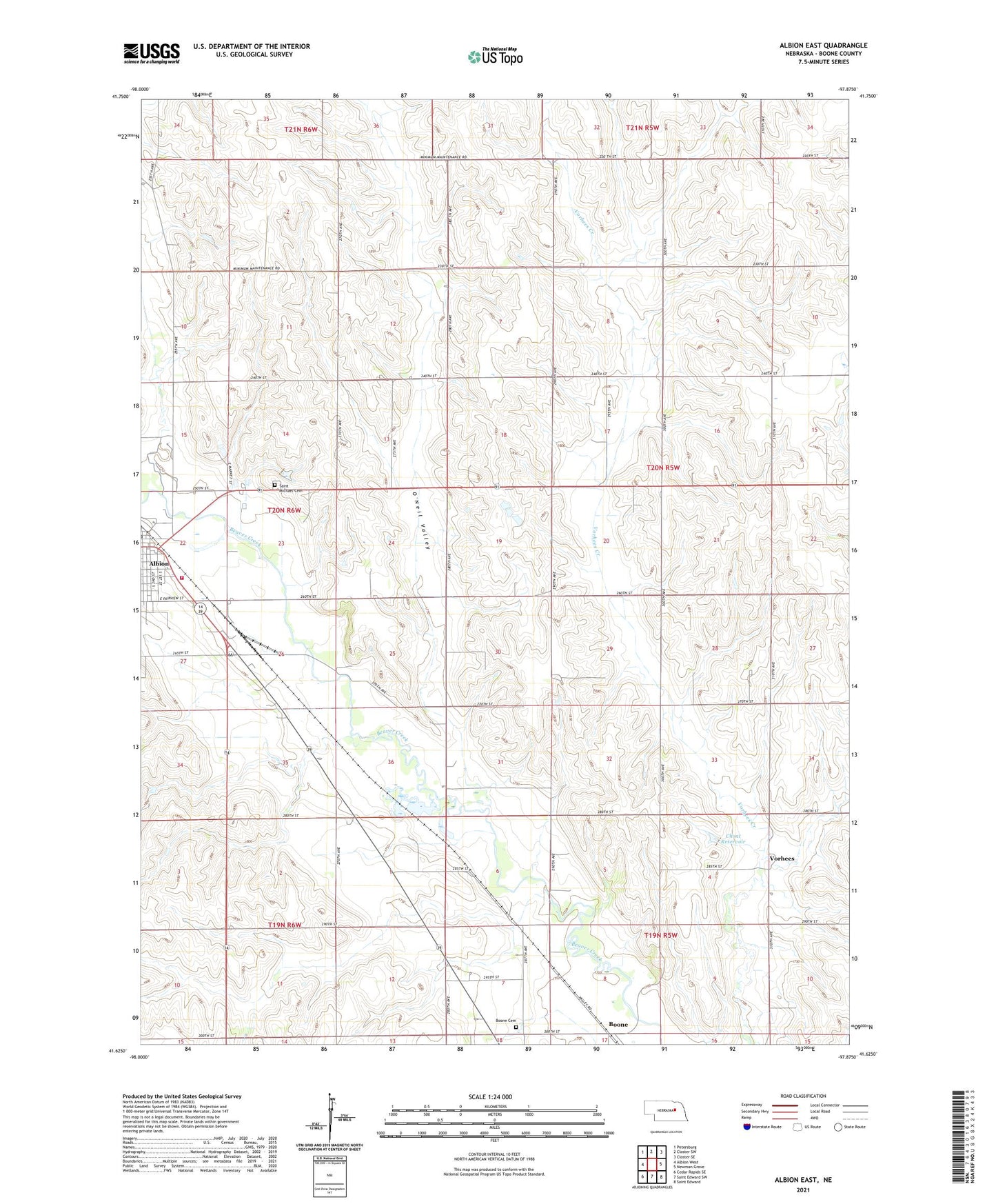 Albion East Nebraska US Topo Map Image