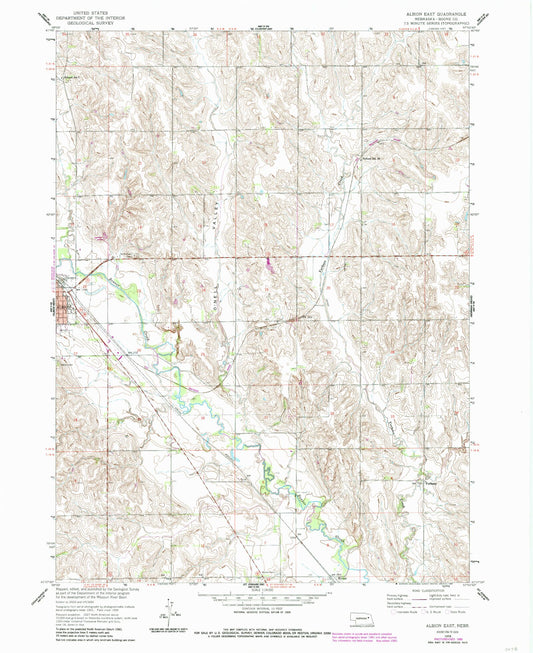 Classic USGS Albion East Nebraska 7.5'x7.5' Topo Map Image