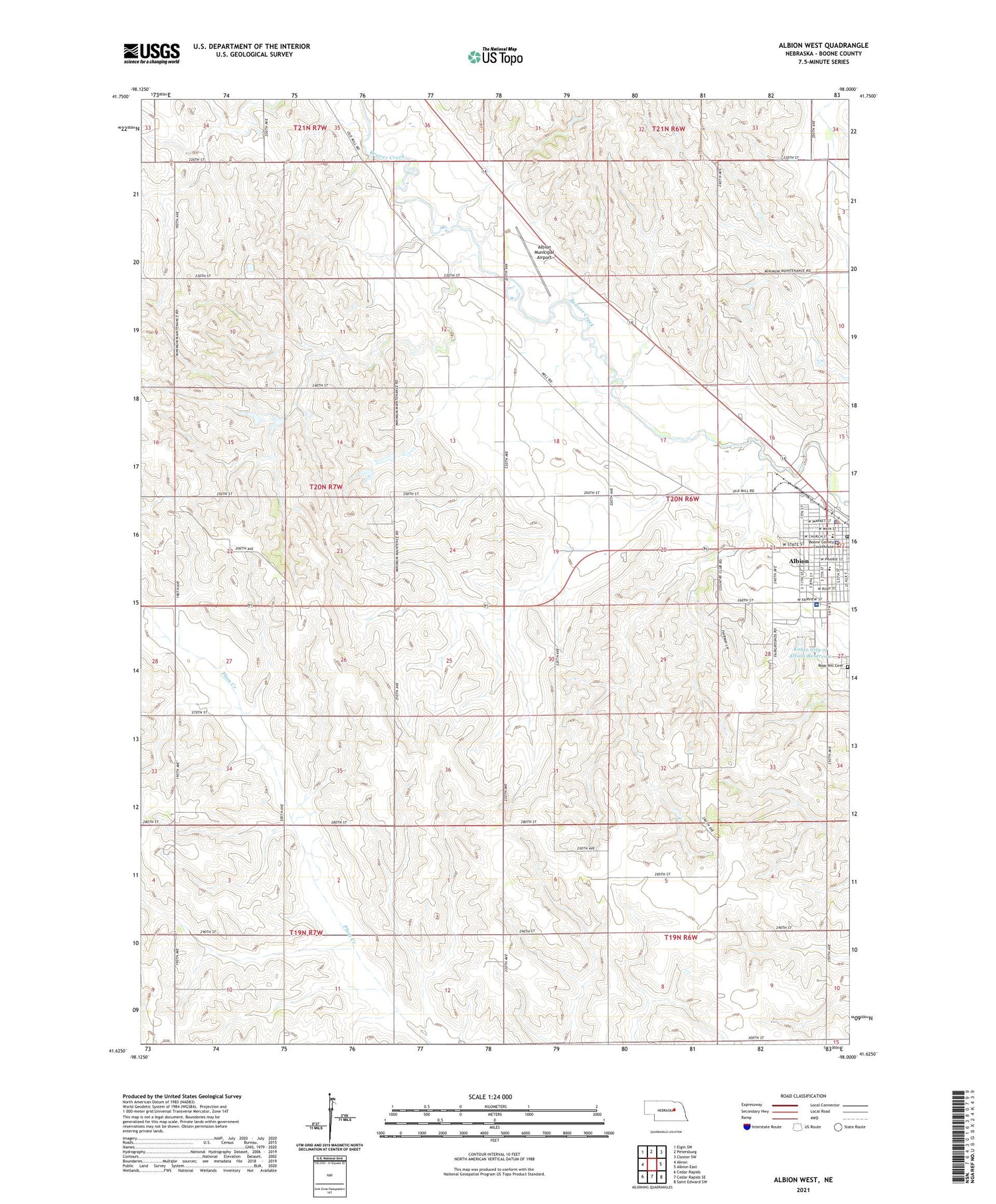 Albion West Nebraska US Topo Map Image