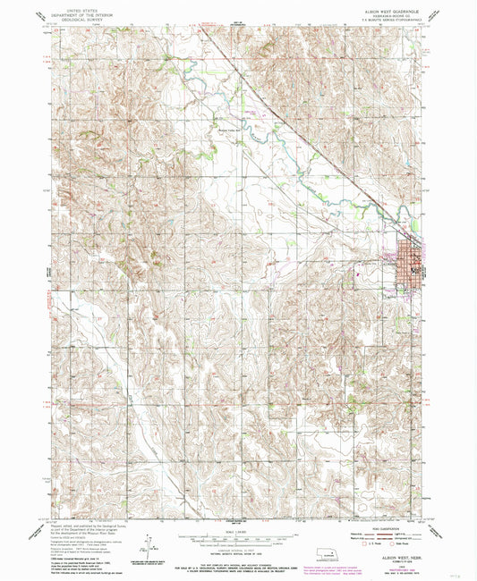 Classic USGS Albion West Nebraska 7.5'x7.5' Topo Map Image