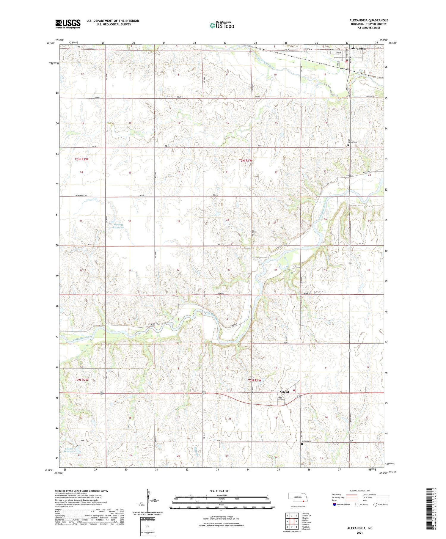 Alexandria Nebraska US Topo Map Image