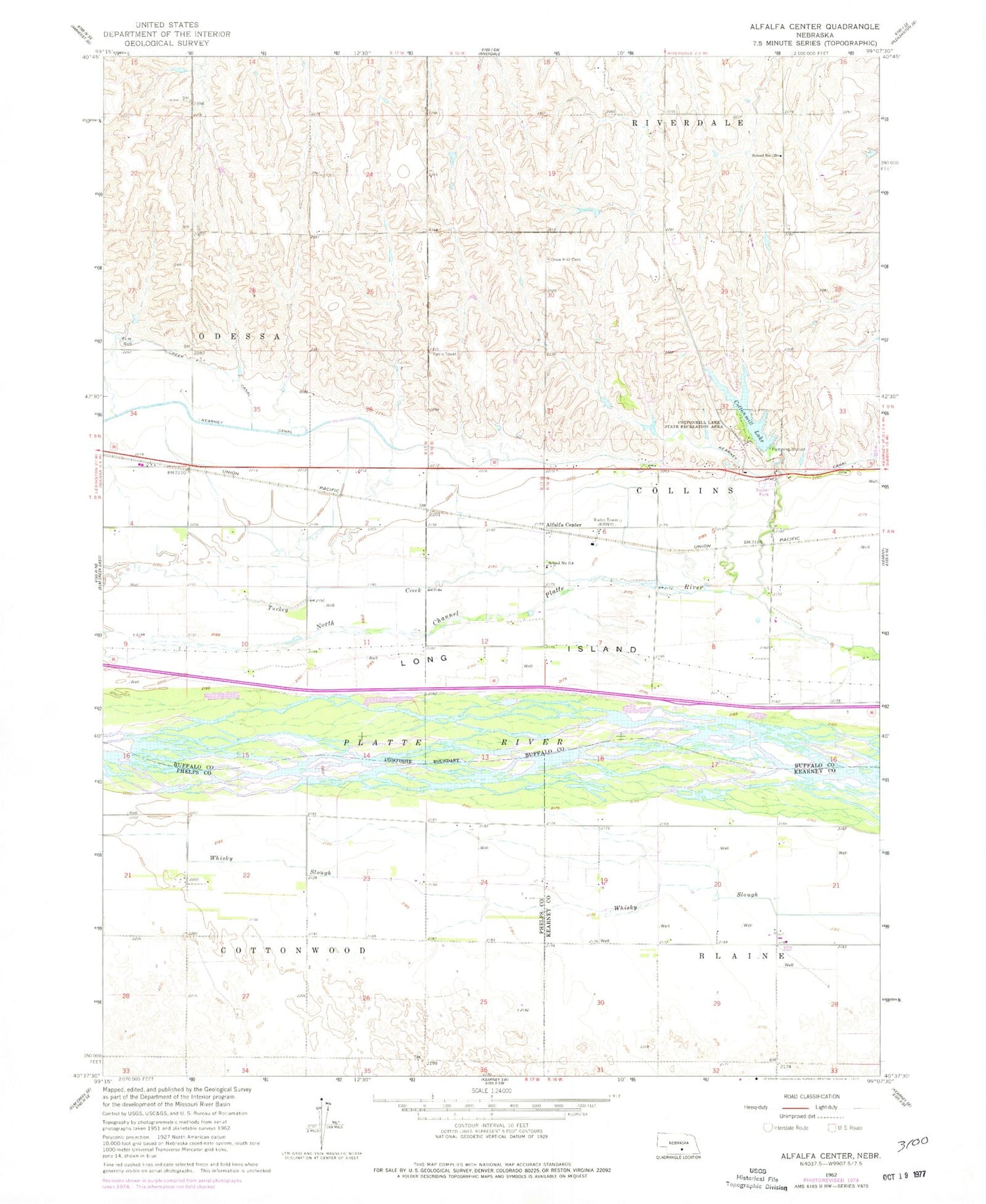 Classic USGS Alfalfa Center Nebraska 7.5'x7.5' Topo Map Image