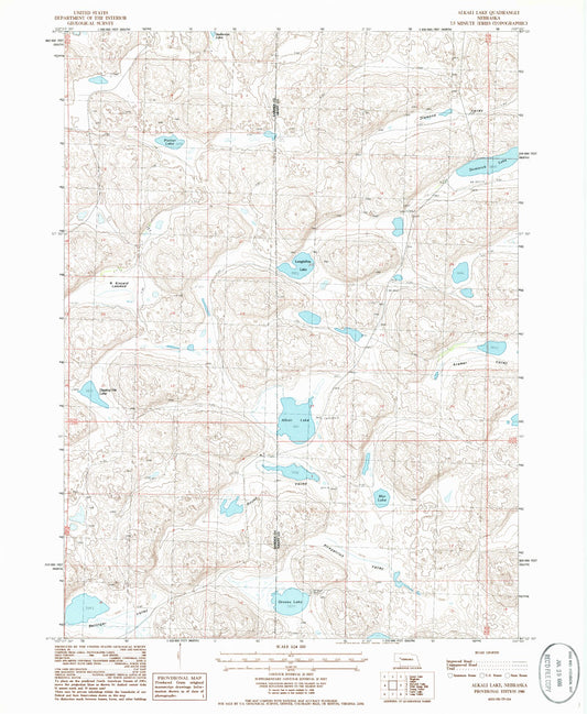 Classic USGS Alkali Lake Nebraska 7.5'x7.5' Topo Map Image