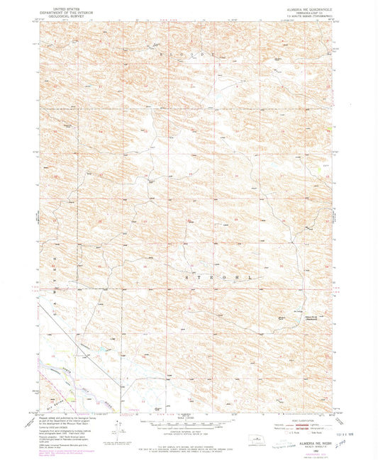 Classic USGS Almeria NE Nebraska 7.5'x7.5' Topo Map Image