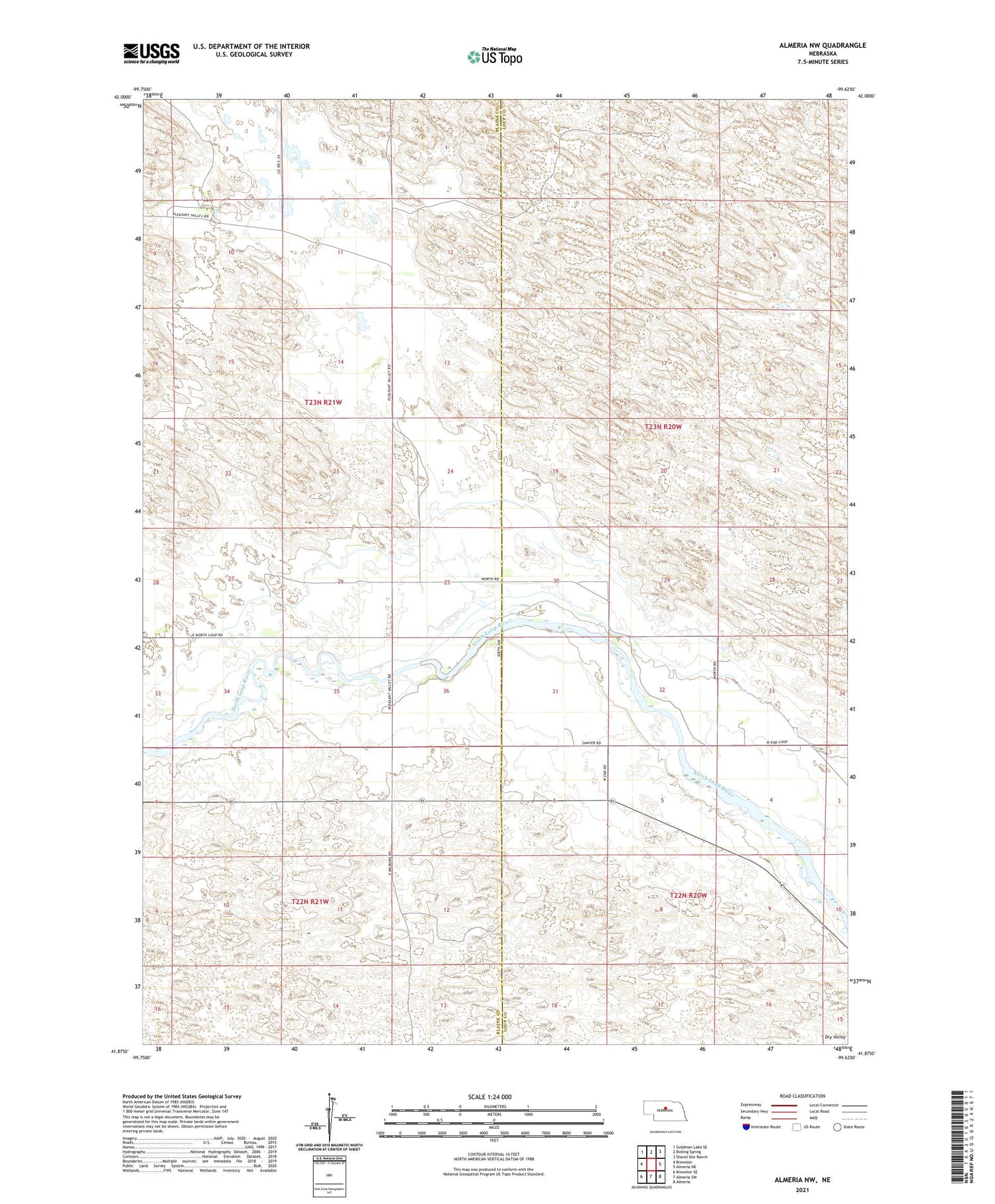Almeria NW Nebraska US Topo Map Image