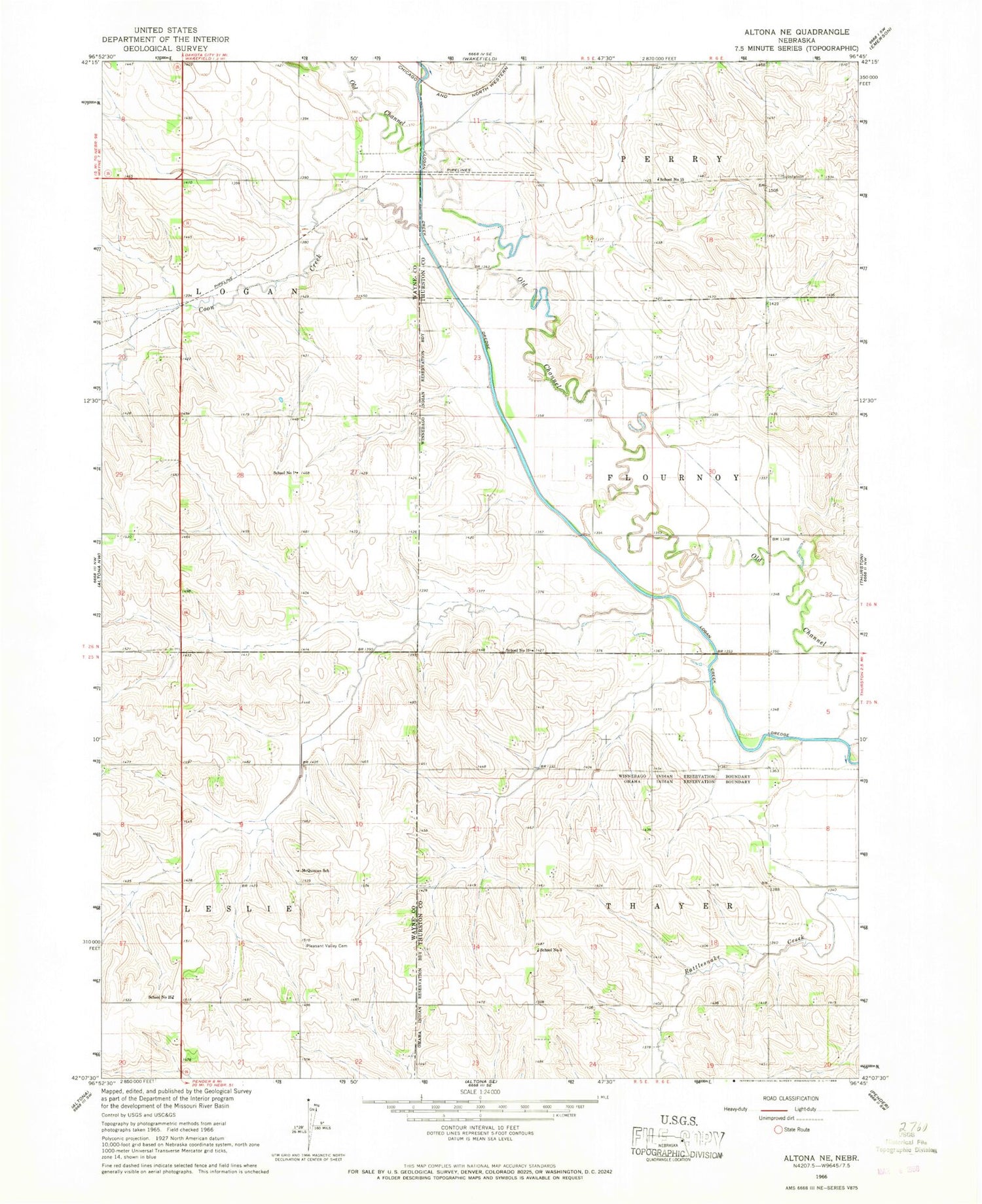 Classic USGS Altona NE Nebraska 7.5'x7.5' Topo Map Image