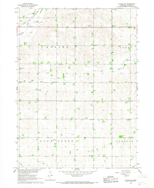 Classic USGS Altona NW Nebraska 7.5'x7.5' Topo Map Image