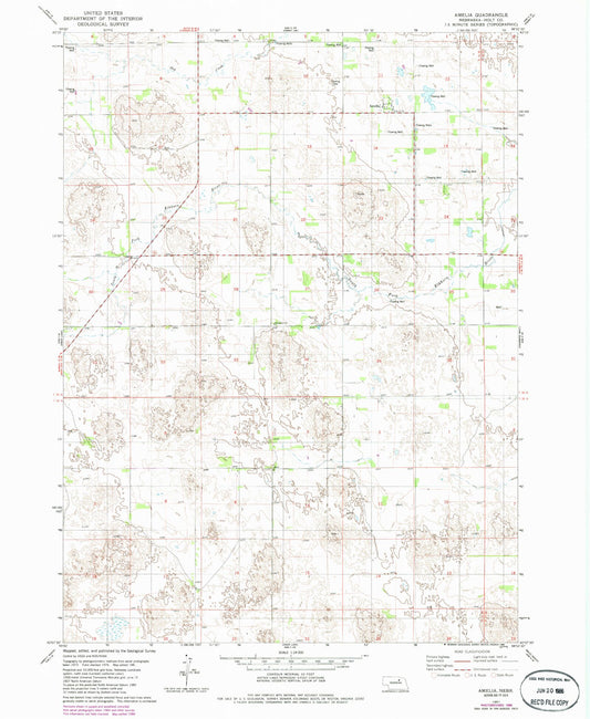 Classic USGS Amelia Nebraska 7.5'x7.5' Topo Map Image