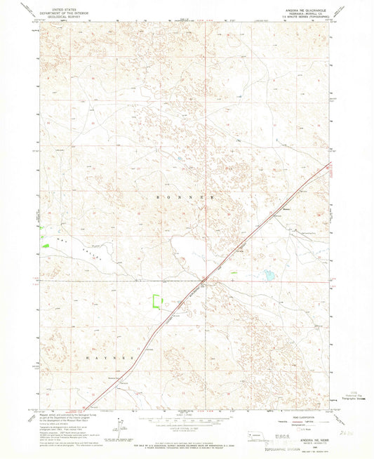 Classic USGS Angora NE Nebraska 7.5'x7.5' Topo Map Image