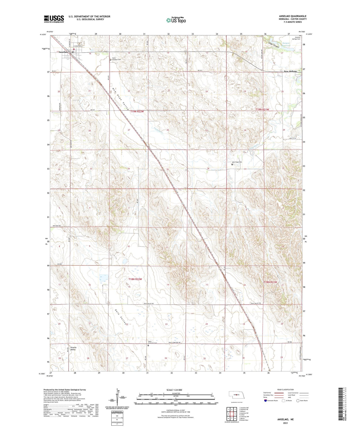Anselmo Nebraska US Topo Map Image