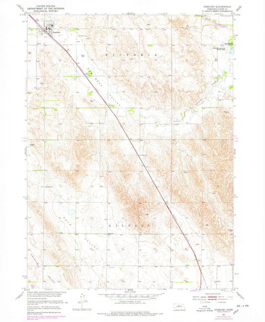 Classic USGS Anselmo Nebraska 7.5'x7.5' Topo Map Image