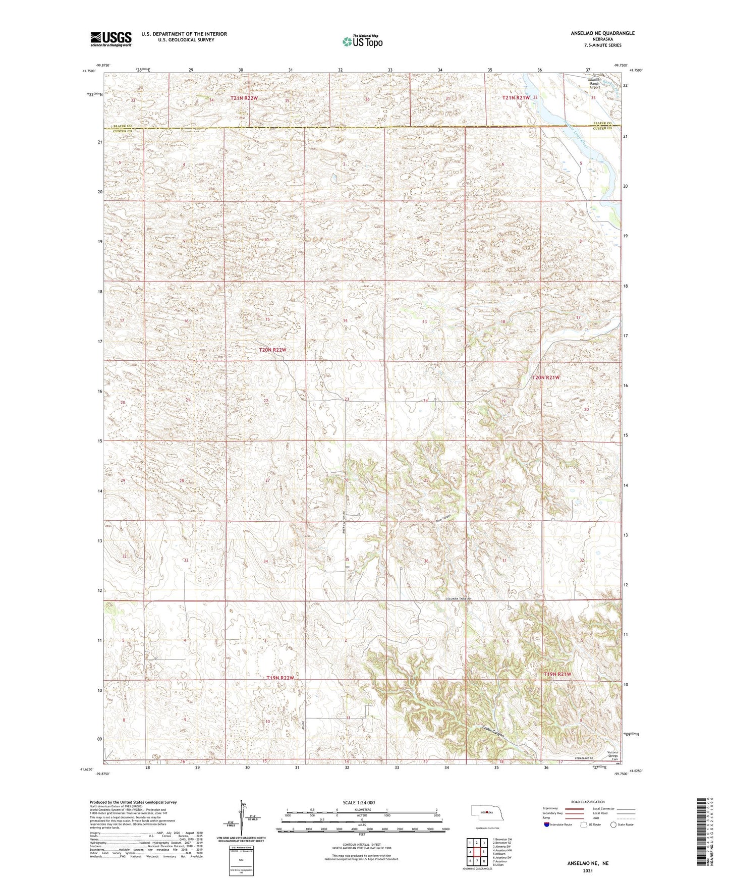 Anselmo NE Nebraska US Topo Map Image